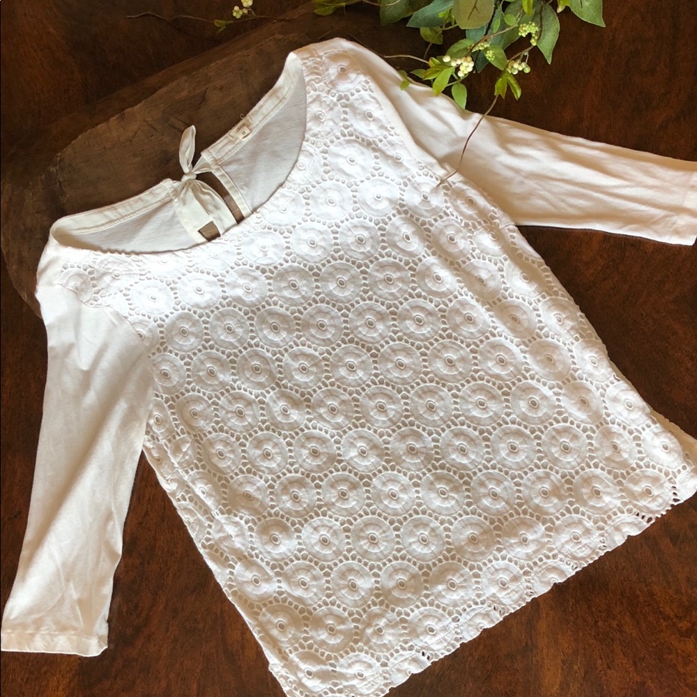 J.Crew Eyelet 3/4 Sleeve Top
